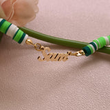 Colorful Clay Beaded Name Pendant Necklace for Women