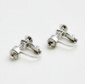 Clear Rhinestone Screw Clip Earring Converter for Non-pierced Ears