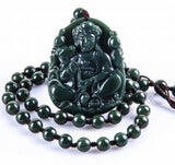 Smiling Buddha Copper Hetian Jade Pendant Green Necklace Pendants