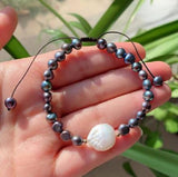 Baroque Raw Coin Charm Freshwater Pearl Strand Bracelet