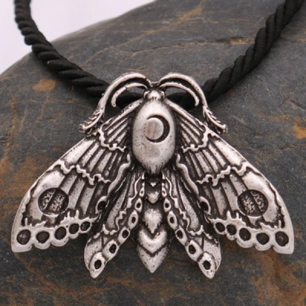 Death's Head Hawkmoth Necklace Moon Moth Pendant Unisex Halloween Jewelry