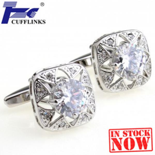 Clear Stone Cufflink Cuff Link 2 Pairs