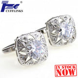 Clear Stone Cufflink Cuff Link 2 Pairs