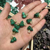 Natural Stone Malachite Gourd Pendant Carved Plant Statue Gift