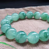 Natural Burmese Jade Two-tone Round Bead Bracelet for Men and Women