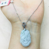 Burmese Ajadeite Zodiac Monkey Pendant Necklace