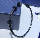 Crystal-studded Open-top Bracelet - Unisex Design