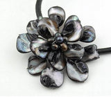 Shell Flower Necklace Real Pearls Sea Shell Flower Leather Necklace
