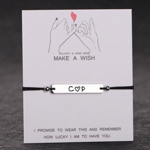 Personalized Rope Bracelet With Engraved Initials - Couple Lucky Jewelry