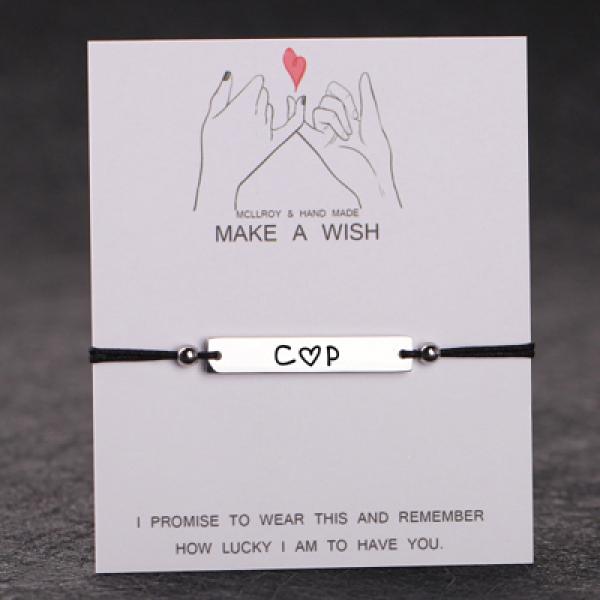 Personalized Rope Bracelet With Engraved Initials - Couple Lucky Jewelry