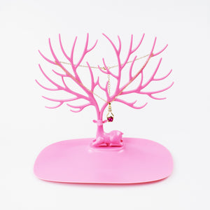 Pink Jewelry Stand Display Tower Earring Holder Necklace Organizer