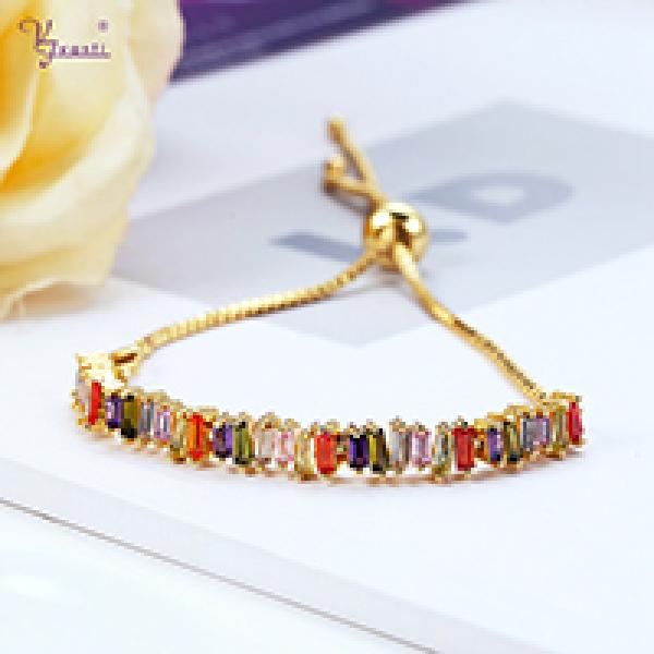 Adjustable Tennis Bracelet Multicolour CZ Stone Silver Woman Jewelry