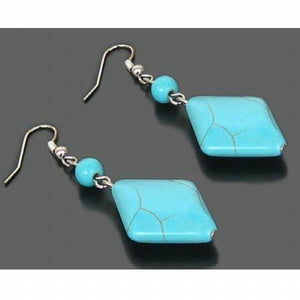 Turquoise Dangle Earrings S925 Silver Charming Lady Gift