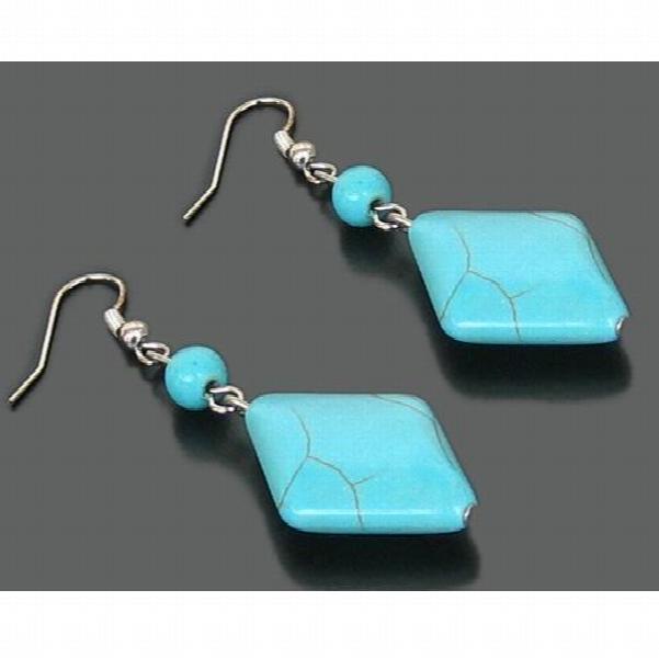 Turquoise Dangle Earrings S925 Silver Charming Lady Gift