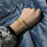Stainless Steel Leaf Feather Bracelet Punk Rock C-Shaped Bracelet