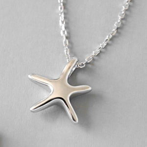 925 Silver Starfish Necklace for Women Romantic Jewelry