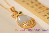Jade Lucky Bag Pendant Necklace 925 Silver Gemstone Charm