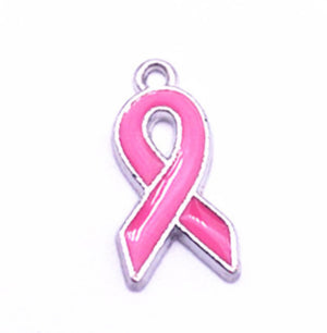 100pcs Pink Ribbon Charms for DIY Jewelry Making