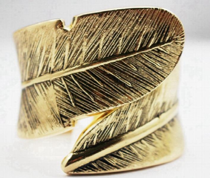 Feather Women Bangles Silver/Gold Alloy Friendship Bracelets Jewelry