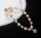 Freshwater Pearl Bracelet Flower Pendant Natural