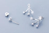 925 Silver CZ Star & Round Ear Earrings Jackets C-G1248