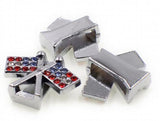 20/50PCS 10MM Rhinestone Flag Slide Charm DIY for Wristband Bracelet Keychains