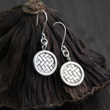 Vintage Thai Silver Round Earrings Women 925 Sterling Silver