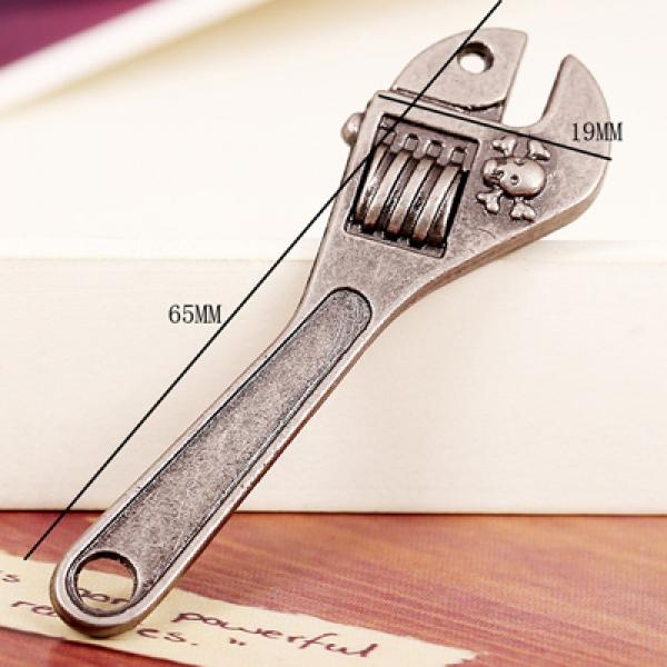 Bicycle Pendant Wrench 65*19 mm 5 pcs Vintage Bronze Silver Plated Metal