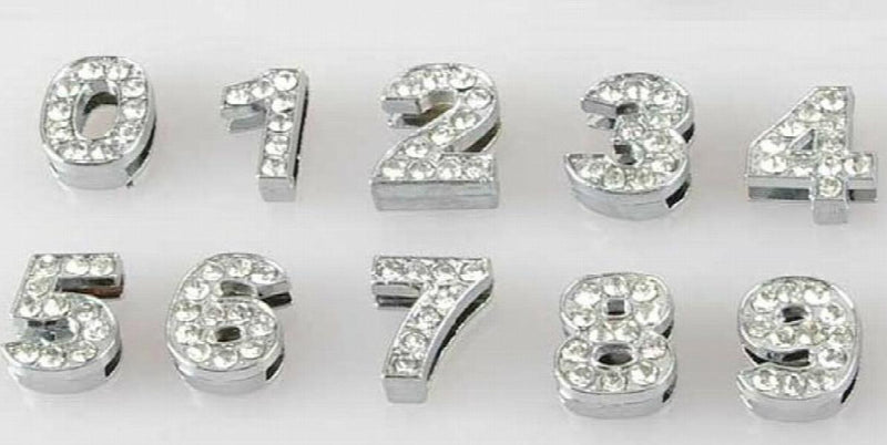 100pcs 10mm 0-9 Number Slide Charm for Wristband Necklace