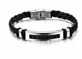 Stainless Steel Men's Bracelet Leather Bangle