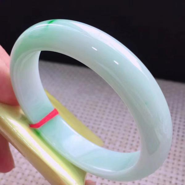 Zheru Jewelry Natural Burmese Emerald 54-64mm Light Green Two-Color Bracelet