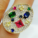 Geometry Zirconia Stone Rings Women Engagement Party Jewelry