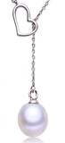 Heart Pendant Freshwater Pearl Necklace 925 Sterling Silver 8-9mm