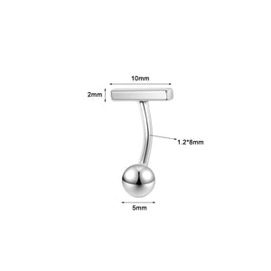 925 Sliver T Shape Belly Button Ring Zircon Navel Piercing Barbell