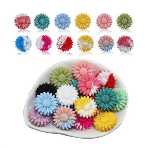 100 Pcs Sunflower Daisy Silicone Beads 22mm Soft Chew Necklace