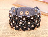 G465 Blossom Flowers Leather Wrap Bracelet