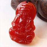 Red Agate Chalcedony Guanyin Pendant Necklace Fine Jewelry