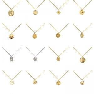Star Moon Round Pendant with Golden Chain Set