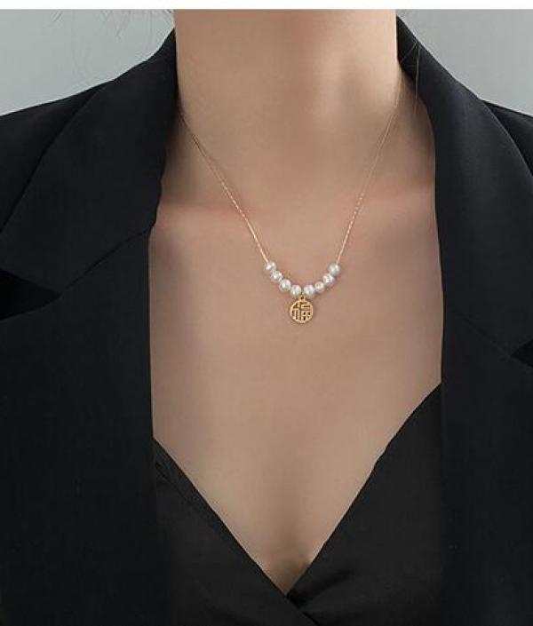 Fupai Natural Pearl Necklace Women's Sweater Chain Clavicle Chain