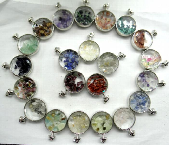 Turquoise Quartz Aventurine Gravel Stone & Glass Pendant DIY Jewelry 10pcs