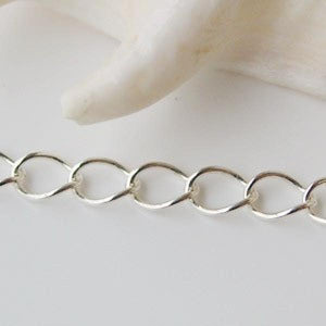 925 Sterling Silver Twisted Oval Cable Chain, 1m
