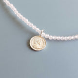 Labradorite Aquamarine Peridot 925 Sterling Silver Coin Charm Necklace