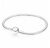 925 Sterling Silver Smooth Ball Clasp Snake Chain Pan Bracelet