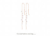 925 Silver Long zircon Stud Earrings For Women Lady Jewelry