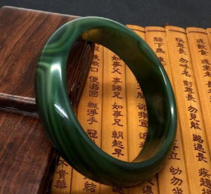 Dark Green Ice Chalcedony Manually Polish Bracelet