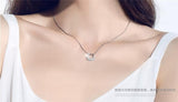 925 Sterling Silver Choker Necklace with Rhinestone Round Pendant