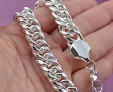 SAIYE 925 Sterling Silver Chain Bracelet 10MM Men's Women's Jewelry