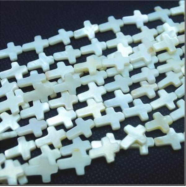26pcs Mother of Pearl Cross Shell Beads 12x16mm Bracelet Making Strand