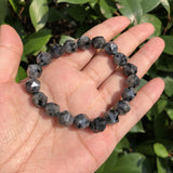 Natural Larvikite Bracelet Faceted Beads Crystal Quartz Healing Stone