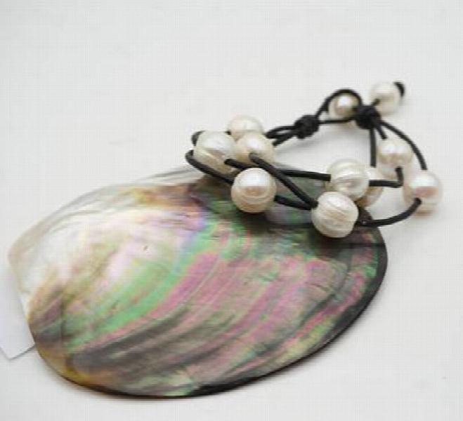 Big Potato Freshwater Pearl Bracelet,3rows Leather Pearl Jewelry